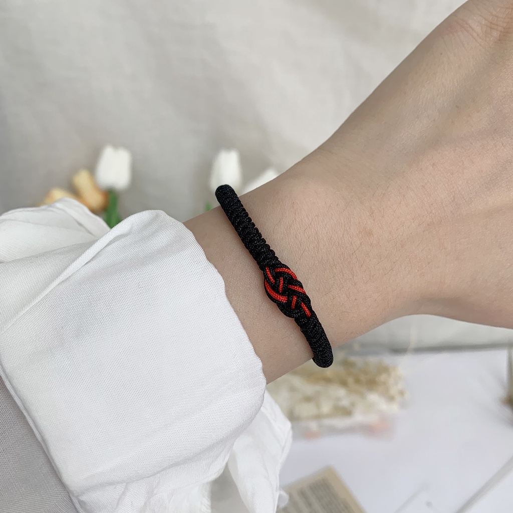 Vòng đeo tay RINHOO dây bện thủ công hai màu sắc kết hợp thắt nút thời trang dành cho cả nam và nữ