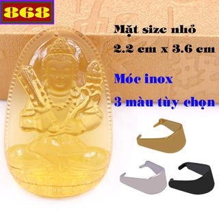 Mặt dây chuyền Phật Hư Không Tạng pha lê vàng 3.6 cm MFBV6 - Đem lại bình an - Hộ mệnh tuổi Sửu, Dần