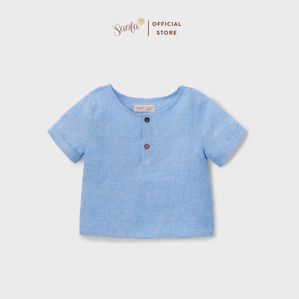 Áo Sơ Mi Bé Trai Cổ Tròn Tay Ngắn Chất Liệu Linen - RENNY SHIRT - TOL003 - SAOLA KIDS CLOTHING