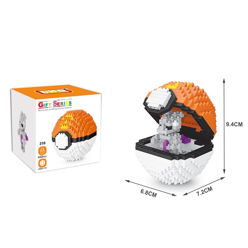 ZHAN QI TOYS Đồ Chơi Lắp Ráp Mô Hình Bóng Pokemon Mini Cho Bé