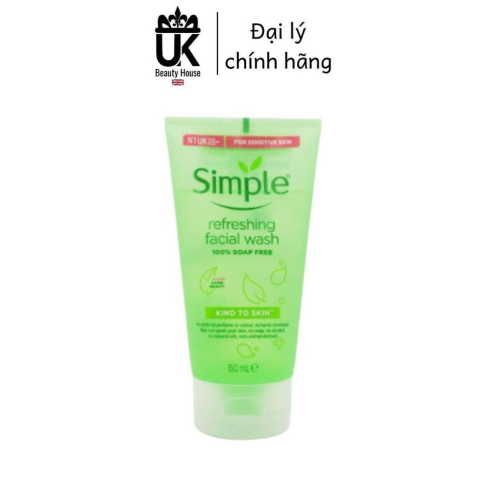 Sữa Rửa Mặt Simple Gel Kind To Skin Refreshing Facial Wash Gel