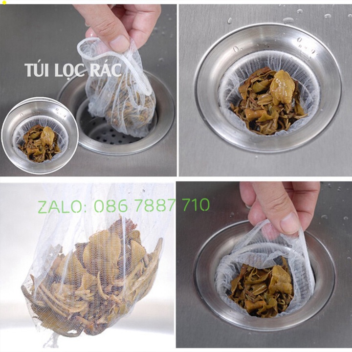 Túi lọc rác bồn rửa bát tiện dụng gồm 100 túi nhỏ