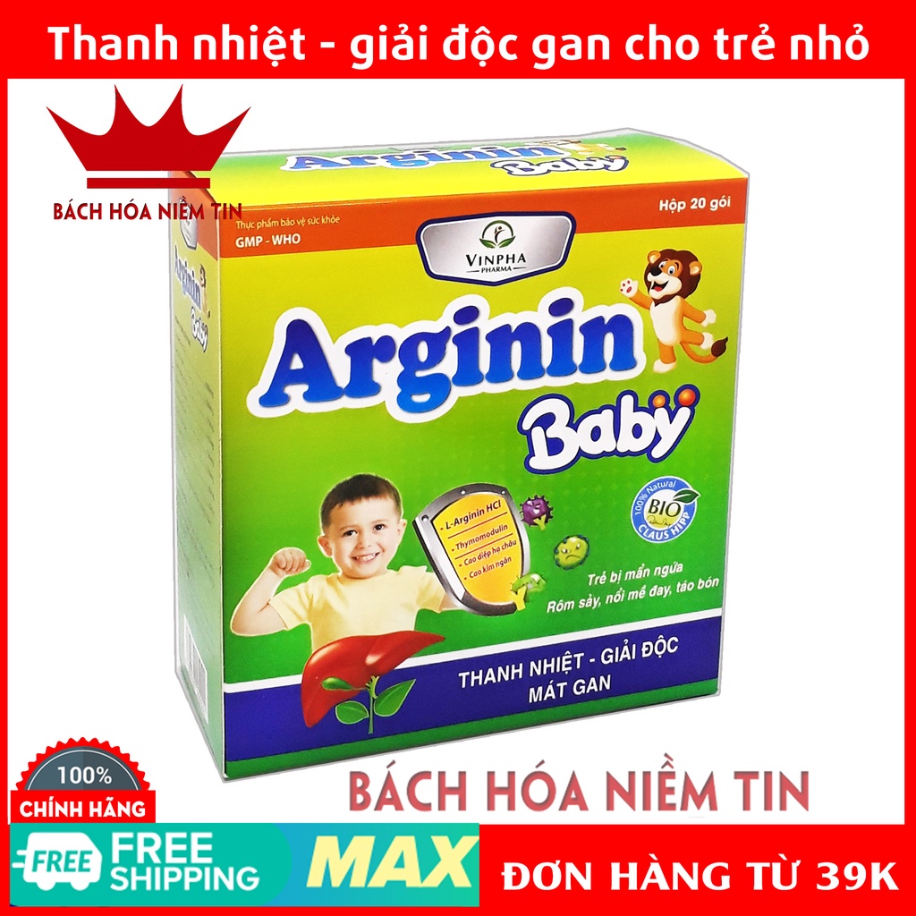 Siro Mát gan Arginin Baby - cho bé từ 1 tuổi -  giải độc gan thanh nhiệt giảm mẩn ngứa, mề đay, rôm sảy vàng da