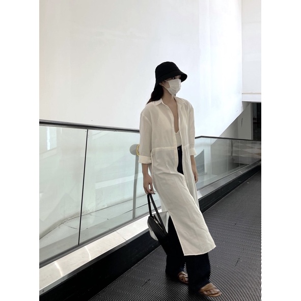 Áo Khoác Sơ Mi Dài Into.eight Dây Rút Tuỳ Chỉnh Eo (Long Shirt)