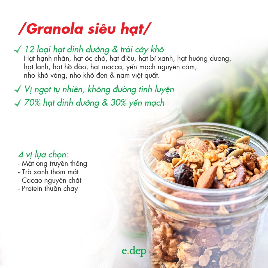 Quà tặng set 4 Granola ăn kiêng siêu hạt, Eat Clean & Low Carb giàu chất béo tốt | BigBuy360 - bigbuy360.vn