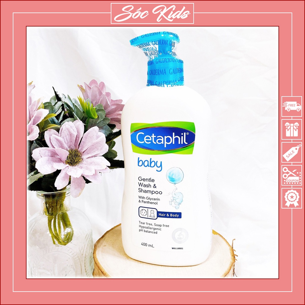 Sữa Tắm Gội Cho Bé Sơ Sinh Cetaphil Baby Gentle Wash &amp; Shampoo - CHUẨN ÚC | DATE 2023 | 400ml | SÓC KIDS