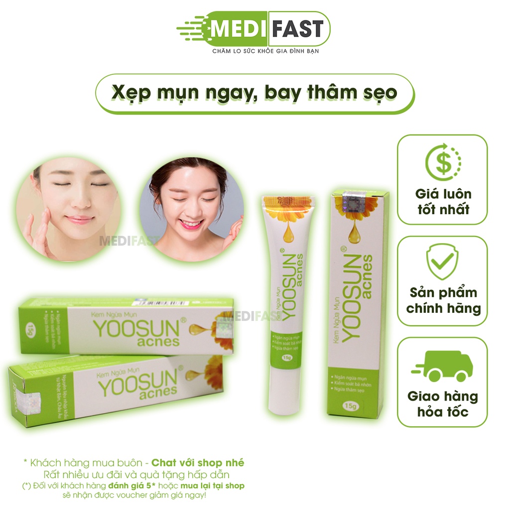 Kem ngăn ngừa mụn Yoosun Acnes - Tuýp 15g từ thảo dược, giúp da hết mụn, mờ sẹo, giảm thâm da