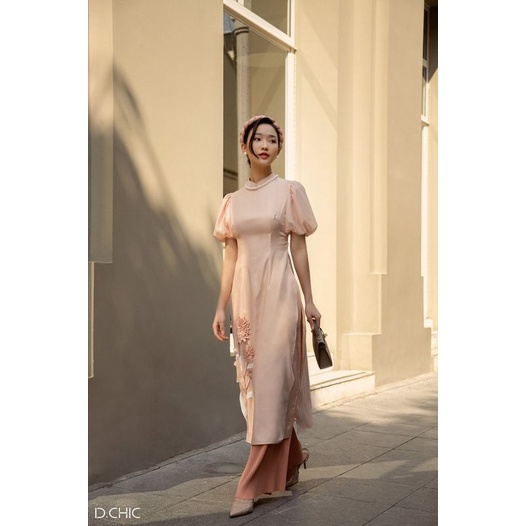 Áo dài đính hoa thược dược D.CHIC MS: 1831457