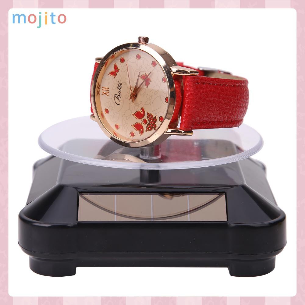 MOJITO New Solar Showcase 360 Turntable Rotating Jewelry Watch Ring Display Stand