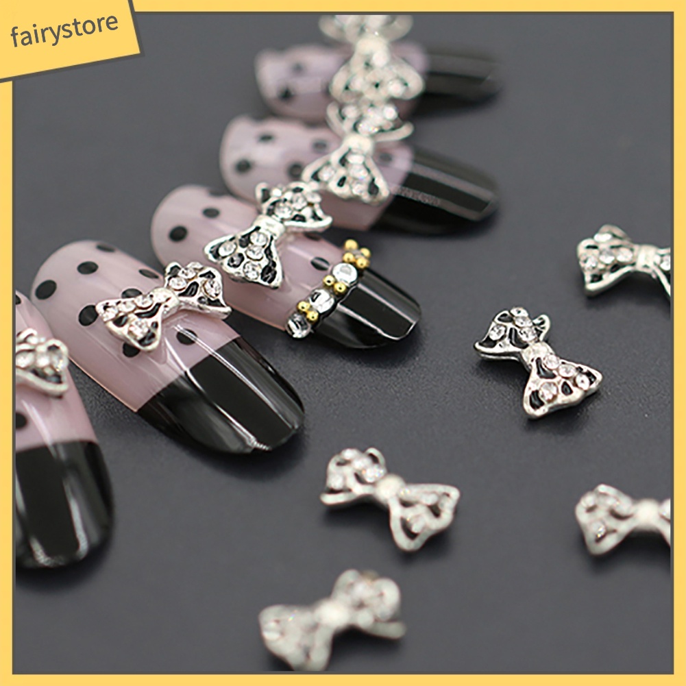 Set 10 Phụ Kiện Trang Trí Móng Tay 3D Hình Nơ Xinh Xắn