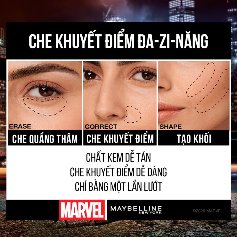 [Phiên Bản Giới Hạn MARVEL] Bút Cushion Che Khuyết Điểm Đa Năng Instant Age Rewind Maybelline New York 6ml | BigBuy360 - bigbuy360.vn