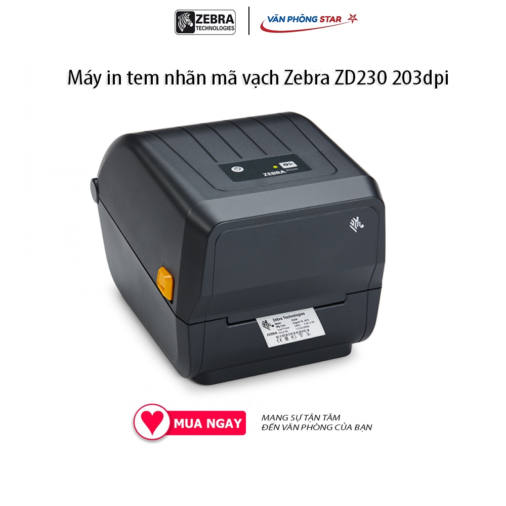 Máy in tem nhãn mã vạch Zebra ZD230 203dpi in Truyền nhiệt gián tiếp/trực tiếp Độ phân giải 203dpi tốc độ in 6’/152mm/s