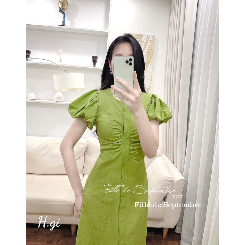 [ 𝐅𝐑𝐄𝐄 𝐒𝐇𝐈𝐏 ]  ĐẦM THIẾT KẾ TAY BỒNG NHÚN EO DÁNG DÀI