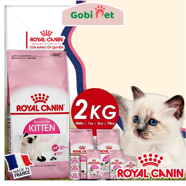 Thức ăn cho mèo con hạt Royal Canin Kitten bổ sung dinh dưỡng cho mèo gói 400g/1kg/2kg - Gobi pet