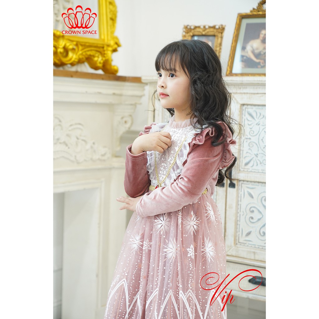 Váy Nhung Công Chúa Cho Bé Gái Crown Space Cao Cấp CKGL6802207 Size 10 - 25kg