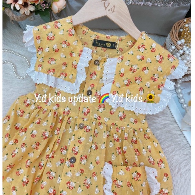 Váy bé gái, váy hoa ren tiểu thư , chất đũi, cho bé từ 12-25kg - Richkid123