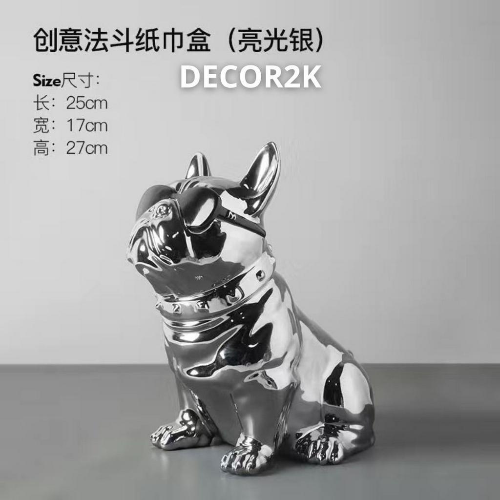 SẴN Hộp Đựng Khăn Giấy Hình Chú Chó Xệ Đeo Kính Bằng Gốm Sứ Decor Trang Trí Nhà Cửa Siêu Chất