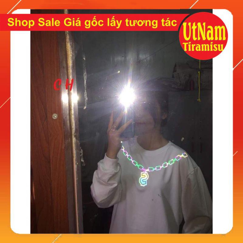 áo thun Dài Tay phản quang vòng cổ xích đô Kiểu dáng Unisexfreesize 40-50kg mặc đẹpPhong cách Hàn Quốc