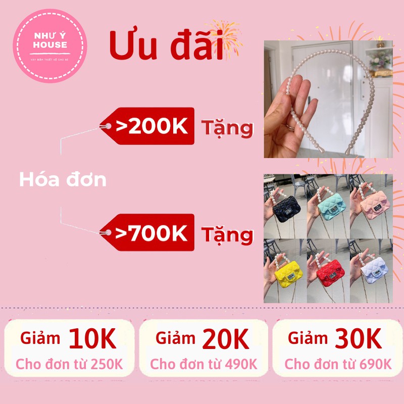 Đầm Công Chúa𝑭𝑹𝑬𝑬𝑺𝑯𝑰𝑷NHƯ Ý HOUSE'S- Váy Trẻ Con- Đầm Cho Bé Hàng Thiết Kế Cao Cấp VNXK Bé Từ 1 - 8 Tuổi