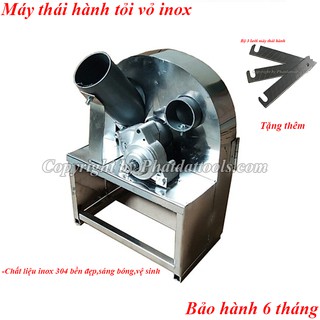 Máy thái hành tỏi quay tay vỏ inox-Bền đẹp,dễ vệ sinh-Tặng kèm 3 lưỡi thái hành thay thế