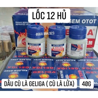 1 Lốc 12 hủ Dầu Cùa Là Geliga ( Dầu Cù Là Lửa) Indonesia 40g x12