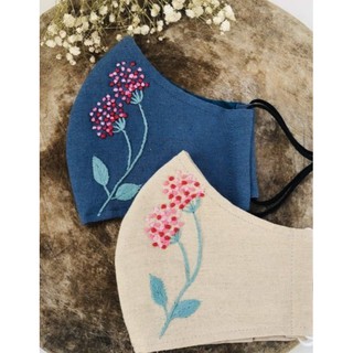 Khẩu trang vải linen thêu tay