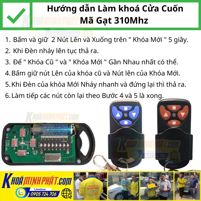 Chìa khóa Điều khiển Cửa cuốn 310Mhz