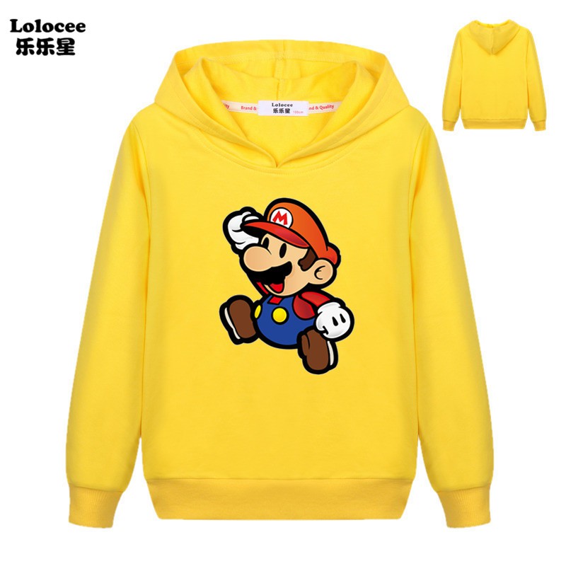 Áo Hoodies Tay Dài Hoạ Tiết Hoạt Hình Mario