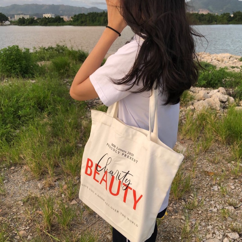 Túi tote túi vải canvas Beautycharity phong cách Hàn quốc,có khóa miệng ngăn phụ bên trong thời trang ulzzang-Haka store