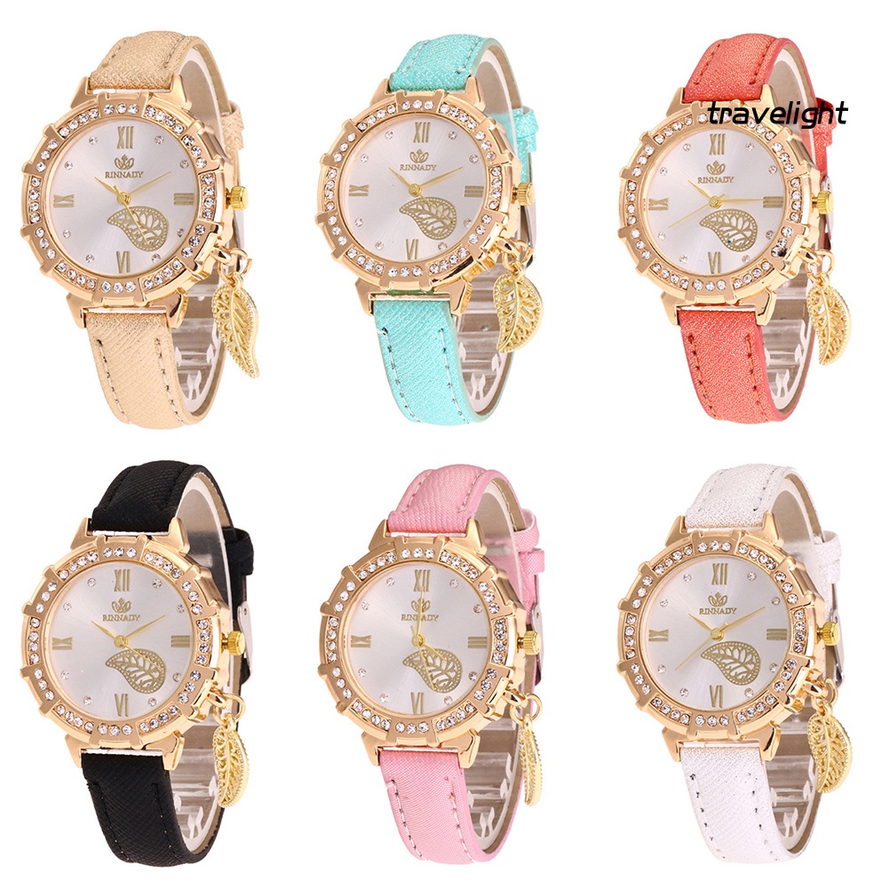 Đồng Hồ Số La Mã Dây Giả Da ĐíNh Đá ThờI Trang Cho Nữ