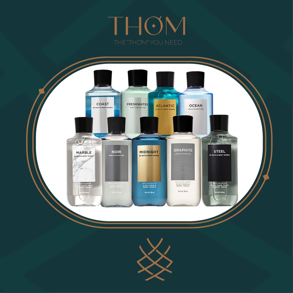 GRAPHITE | BOURBON | STEEL | COAST | OCEAN | TEAKWOOD | MARBLE | GEL TẮM GỘI CHO NAM BATH & BODY WORKS BODY WASH 295ML