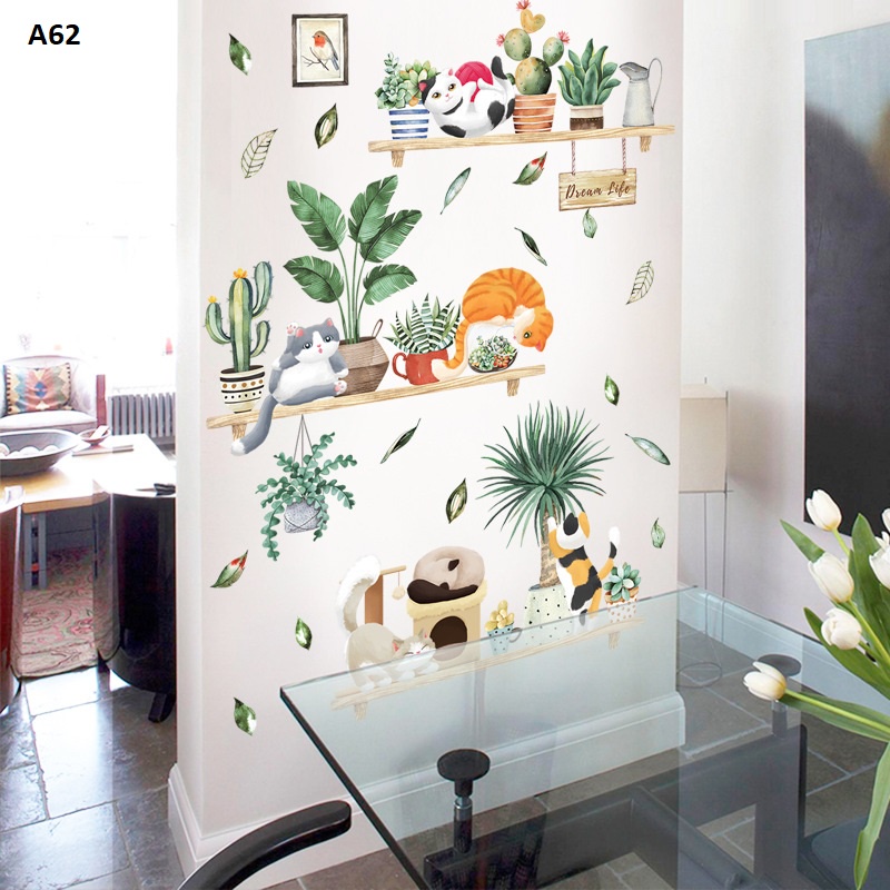 Decal dán tường Kệ cây A62 - Decal dán tường Hàn Quốc