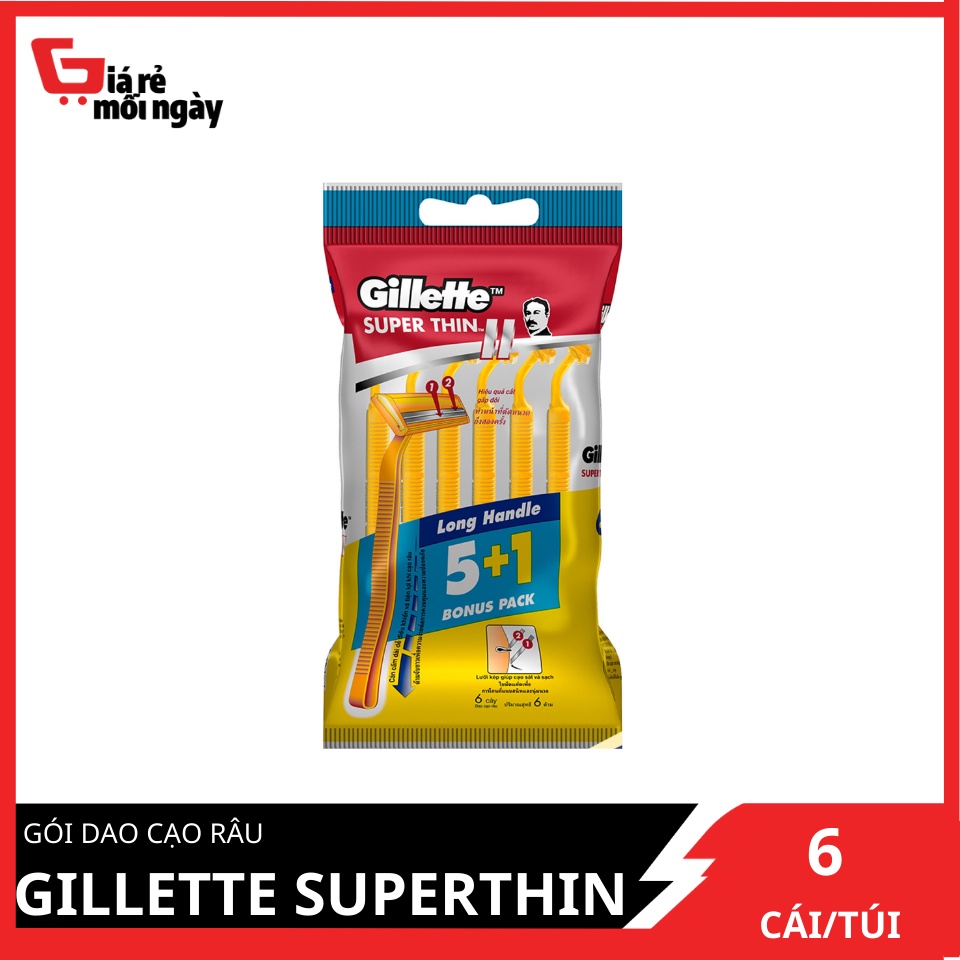 Dao cạo râu Gillette Superthin Cán vàng Gói 5+1