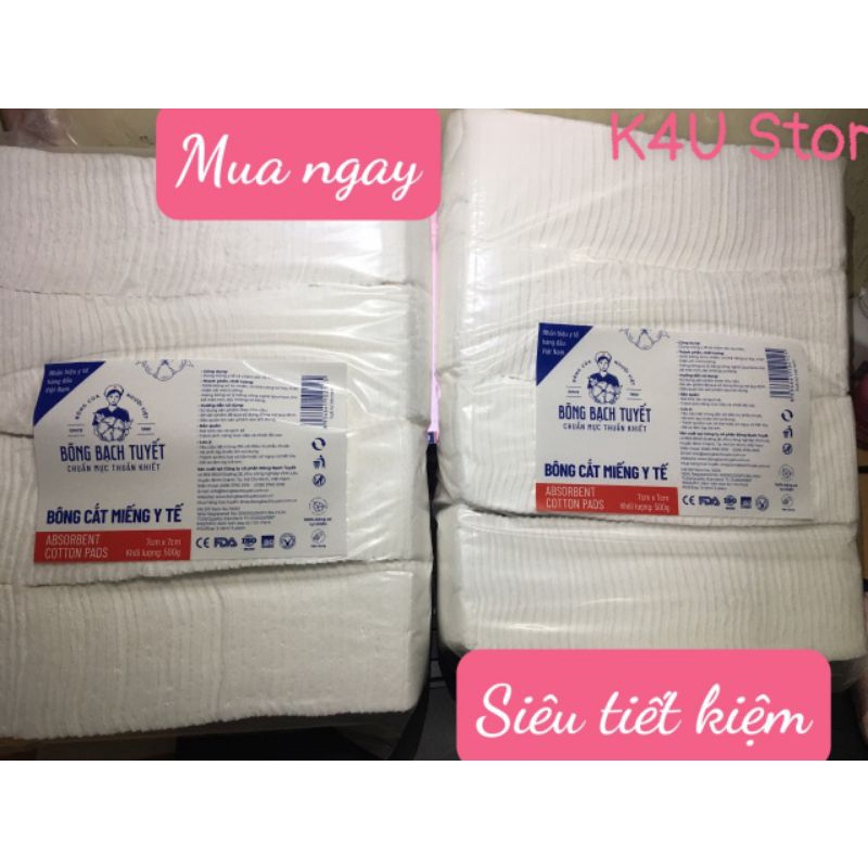 Bông cắt miếng sẵn Bạch Tuyết  Gói 0.5kg, – Bông dùng trong spa, phun xăm
