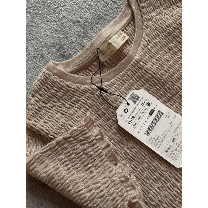 áo Zara kid auth - áo croptop mocking hồng nude xinh xắn