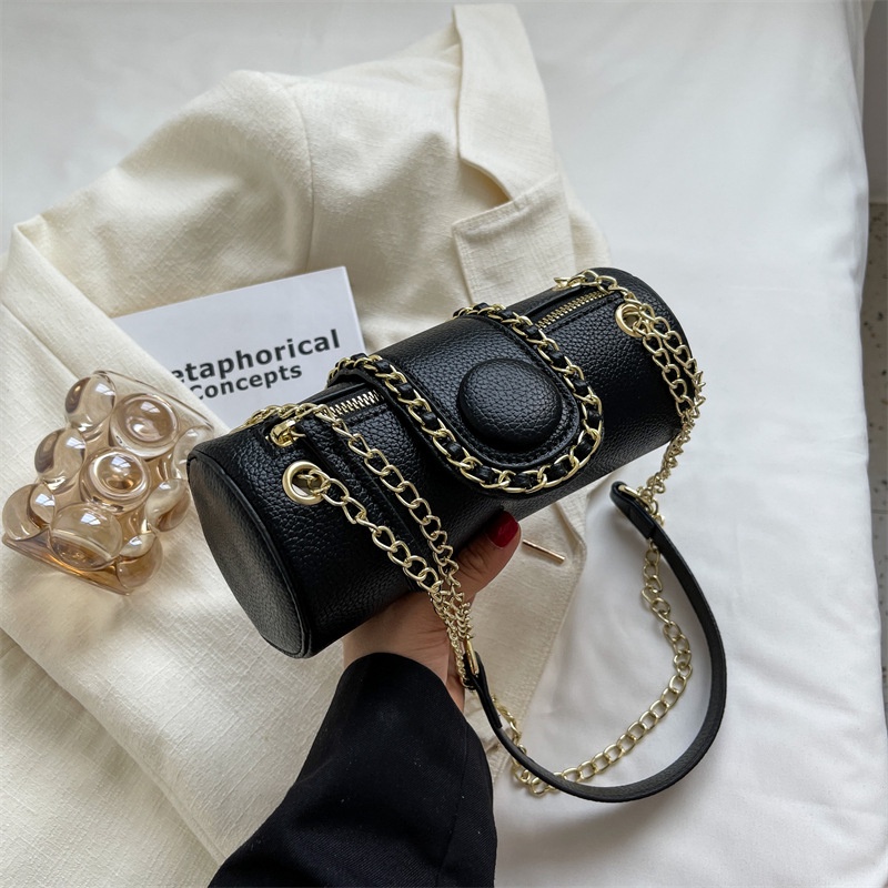 Túi Đeo Vai Hình Trụ Phối Dây Xích Thời Trang Dễ Phối Đồ Cho Nữ