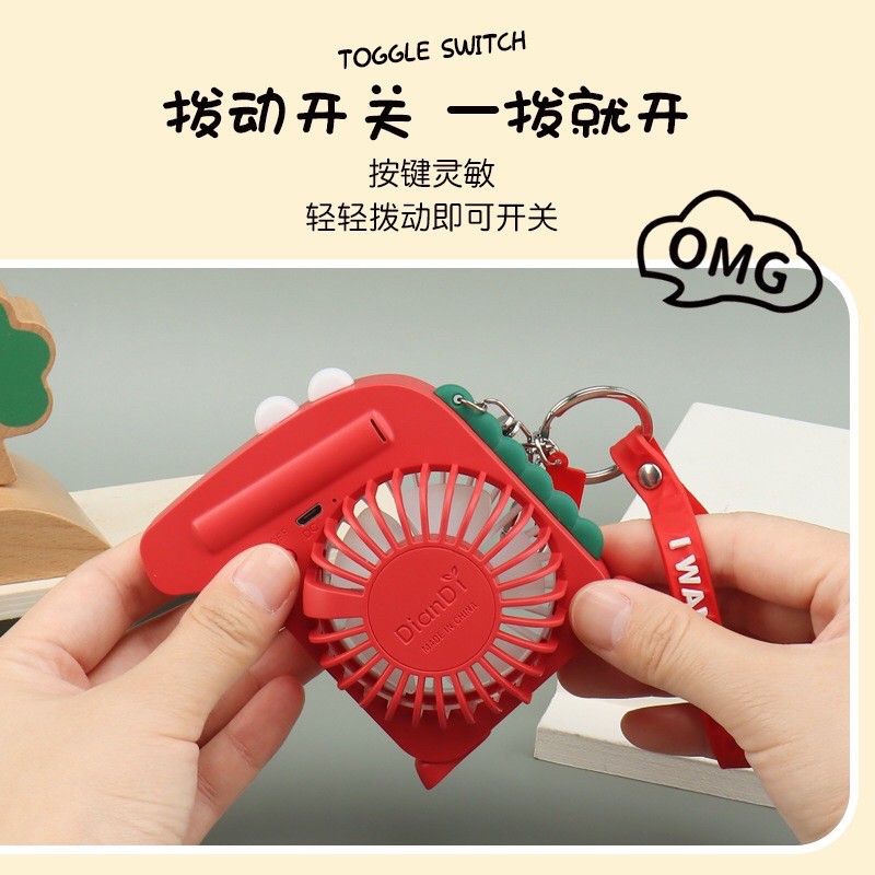 Quạt Cầm Tay Mini Tích Điện Hình Chú Khủng Long Cực Mát Có Đèn (Tặng Kèm Phụ Kiện) | BigBuy360 - bigbuy360.vn