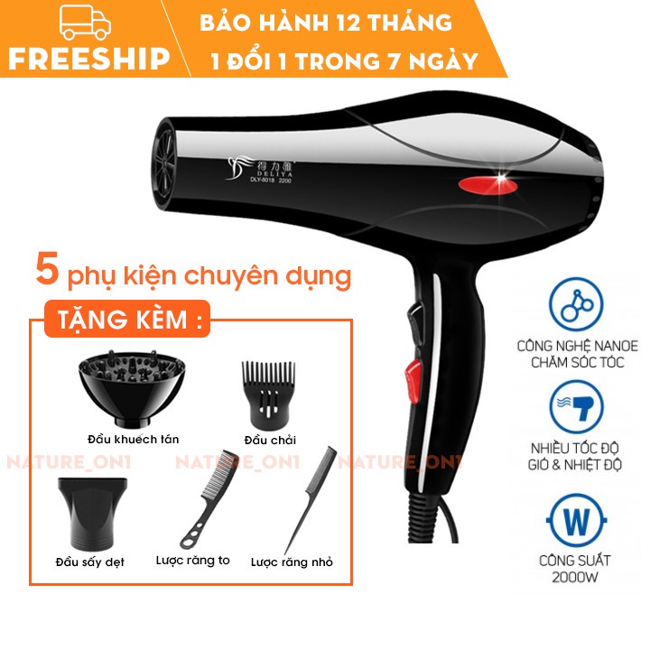 [LOẠI TỐT]Máy sấy tóc tạo kiểu DELIYA, Có 2 chiều nóng lạnh - Công Suất Lớn 2200W - Hoàng Thiên