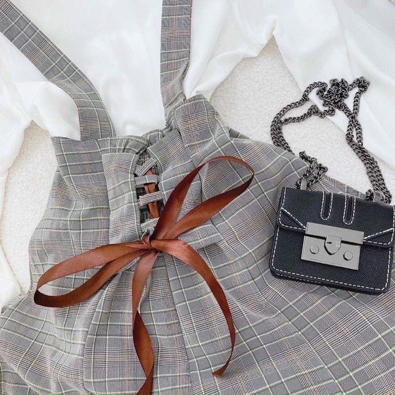 SET YẾM KẺ CARO + ÁO SƠ MI BÈO HAI MÀU