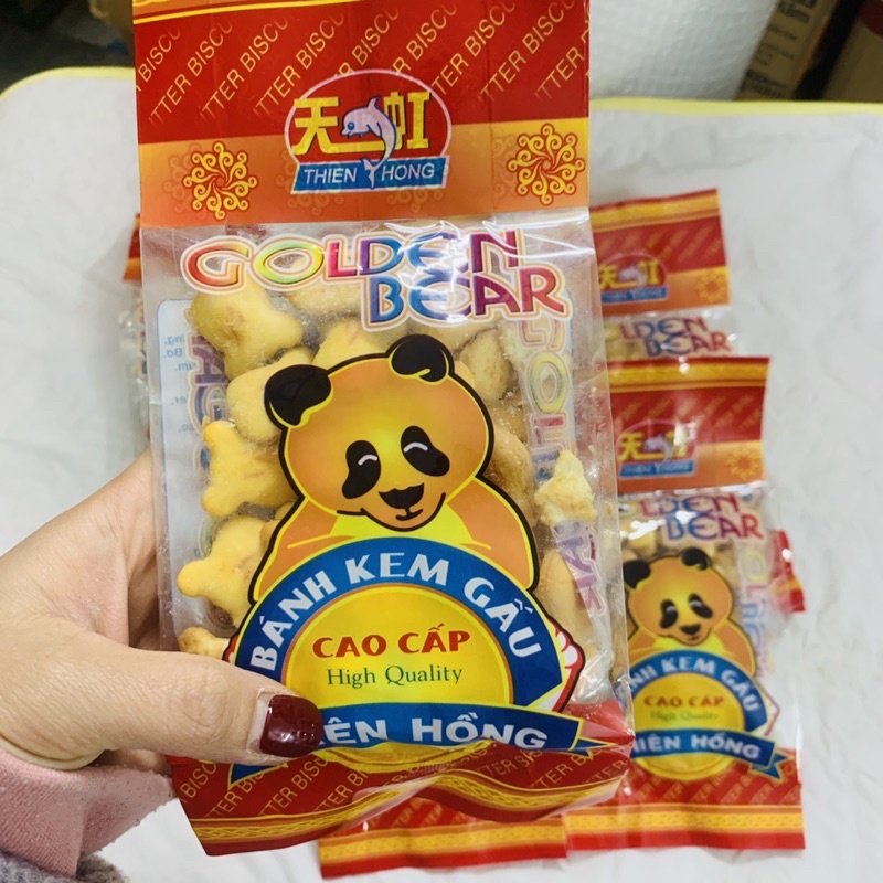 Bánh Kem Gấu Thiên Hồng Gói 100g có nhân kem giữa