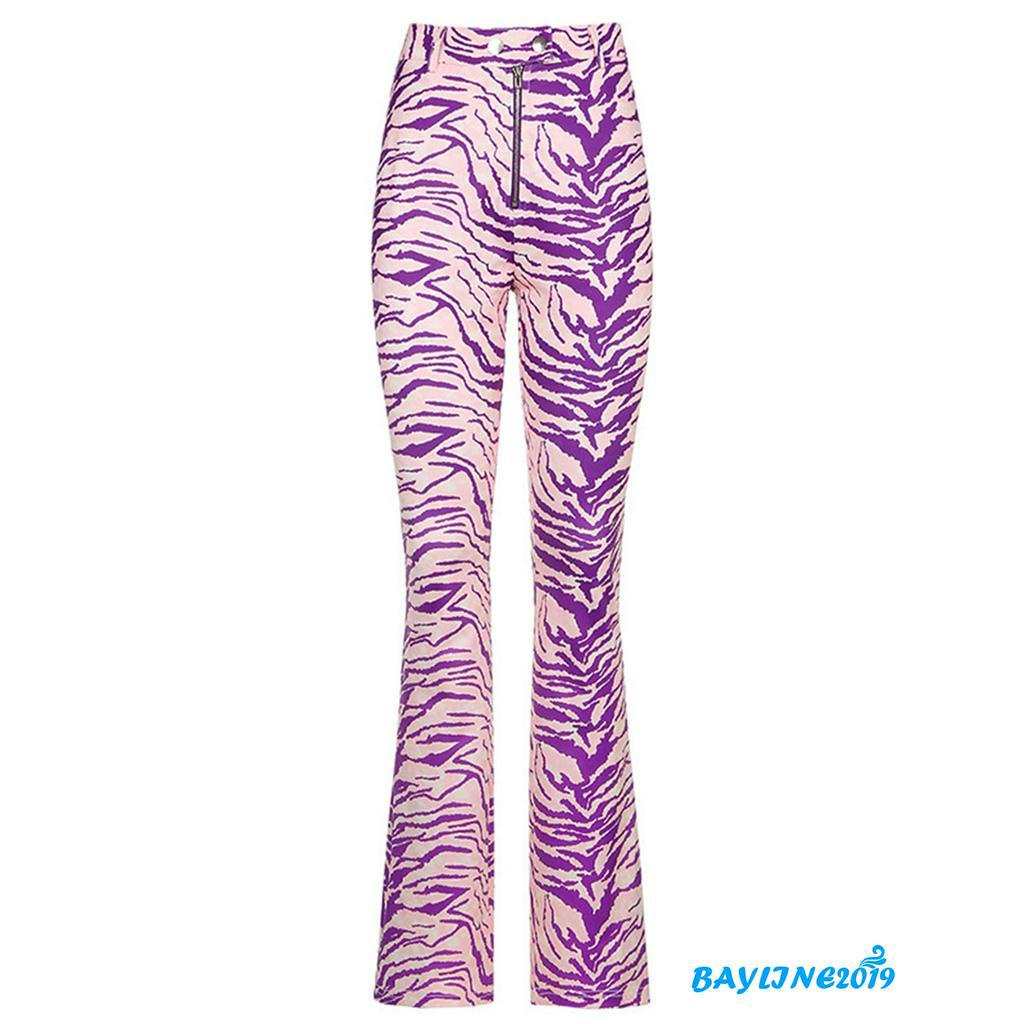 Quần Dài Nữ Ống Rộng Họa Tiết Sọc Thời Trang Cá Tính