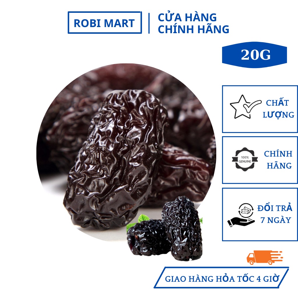 Táo tàu đen sấy lạnh Robimart gói 20gr - Ngủ ngon giấc và tốt cho hệ tiêu hóa hàng loại 1 chính hãng