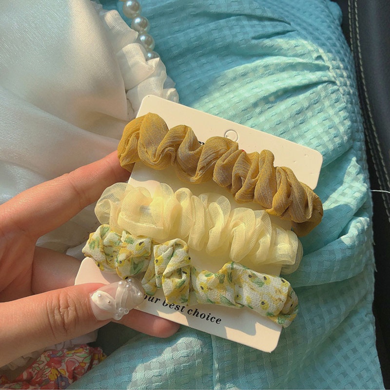 Set 3 Dây Buộc Tóc Họa Tiết Hoa Dễ Thương Cho Nữ