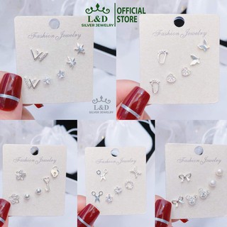 Combo 3 đôi bông tai bạc ta, khuyên tai bạc ta nhỏ xinh xắn - Jino Jewelry