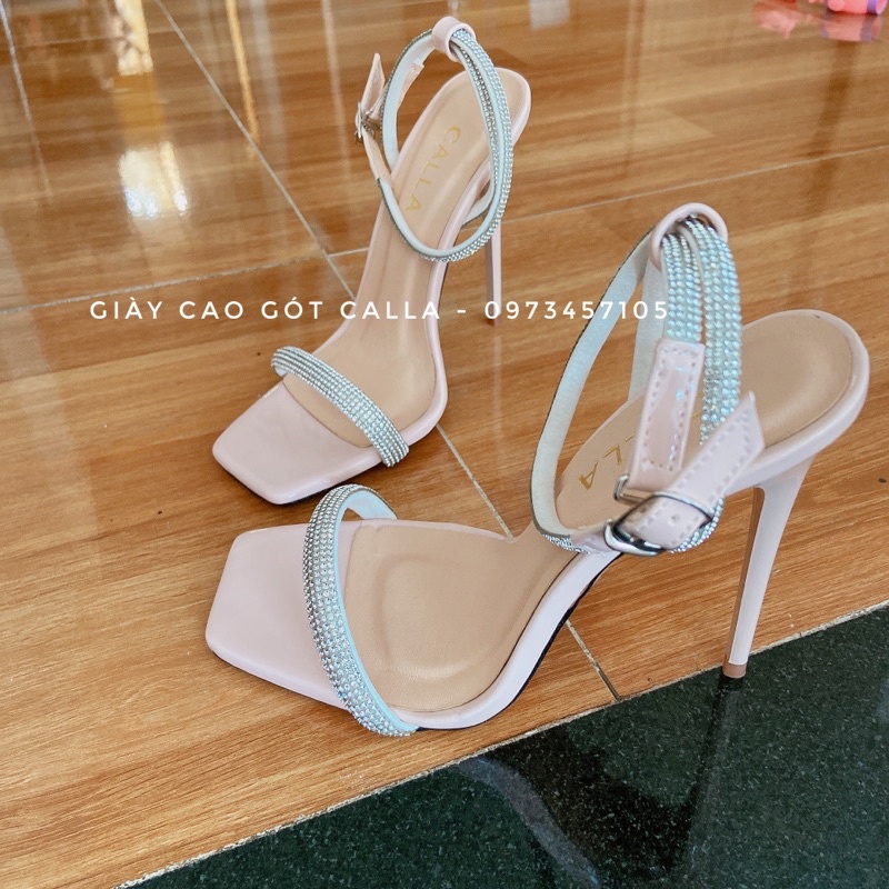 sandal đính đá màu nude hồng cao 8-12cm cực xinh