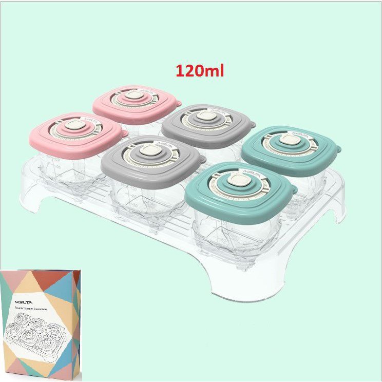 Hộp Trữ Đông Đựng Đồ Ăn Dặm Cho Bé Sét 6 Hộp, Hộp Để Thức Ăn 120ml