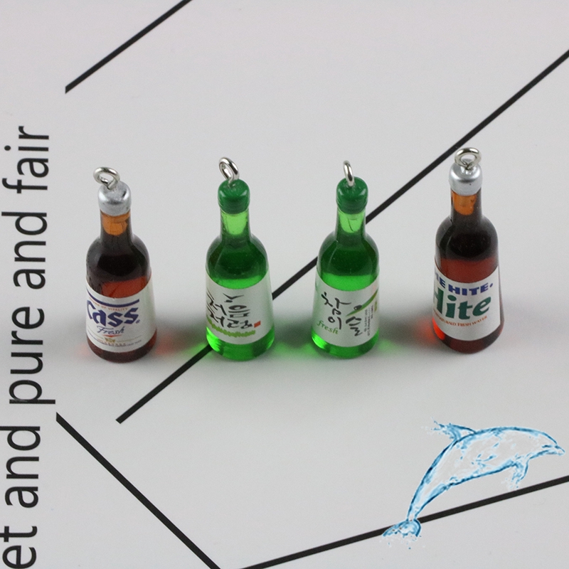 Phụ Kiện Mặt Dây Chuyền / Khuyên Tai / Khuyên Tai Hình Chai Bia Bằng Nhựa resin Thủ Công diy Phong Cách Hàn Quốc