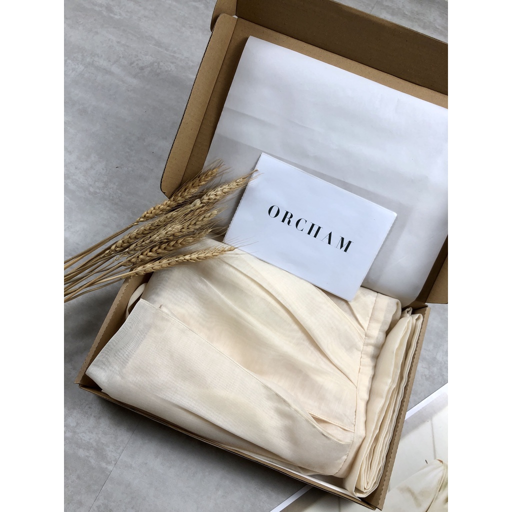 Áo hai dây tiểu thư thiết kế cách điệu có đệm ngực chất tơ Hàn sang chảnh  - ORCHAM