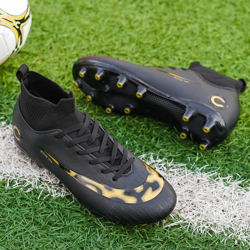 Giày đá bóng nam thiết kế cao cổ màu cam 38-45 Best TF soccer shoes indoor Futsal shoes football boots