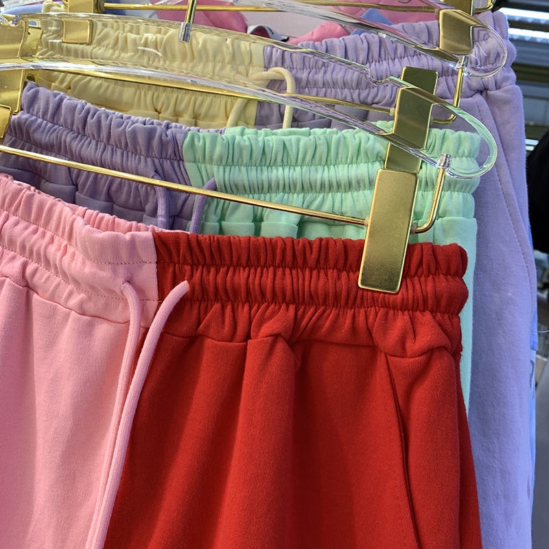 Quần Short Thể Thao Ống Rộng Màu Sắc Tương Phản Thời Trang Cho Nữ